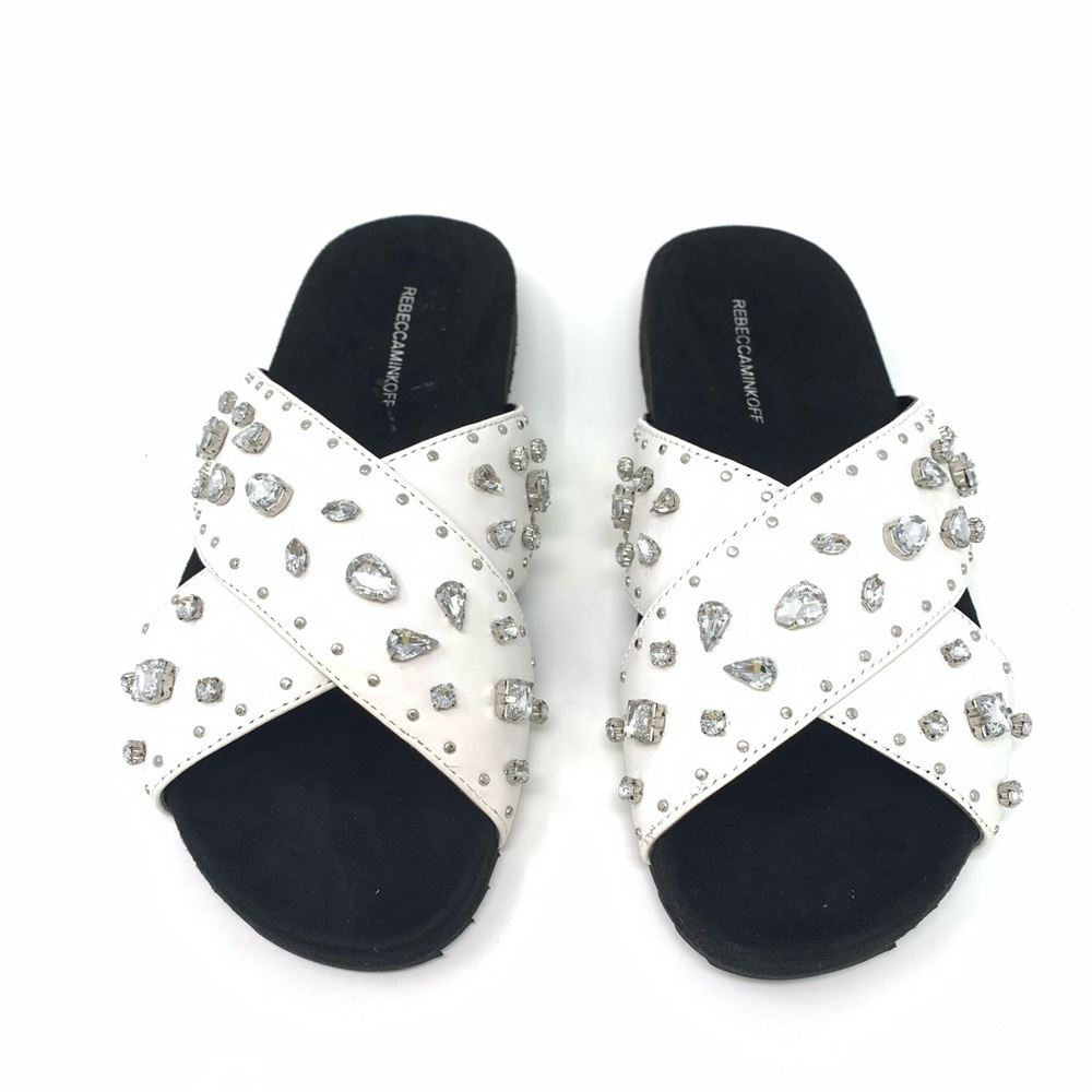 Rebecca Minkoff White Theo Jewels Leather Sandal